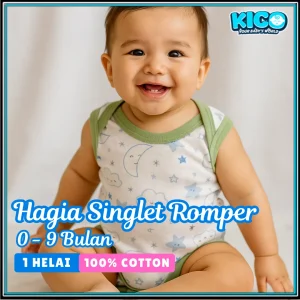 Hagia Singlet Romper - 1 Helai | Saiz 3-6 Bulan | Boy & Girl