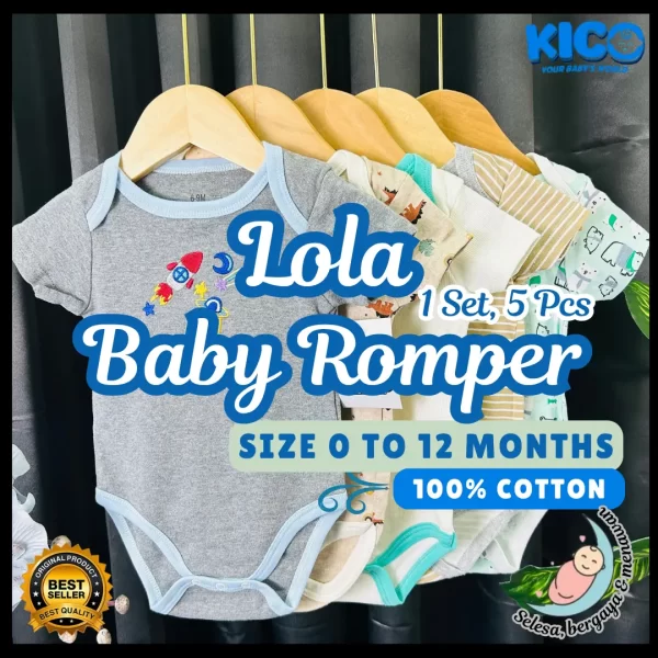 LOLA ROMPER - 5 HELAI | SAIZ 0-3 BULAN | BOY & GIRL