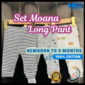 Moana Long Pants - 3 Helai | Saiz 0-9 Bulan | Boy & Girl