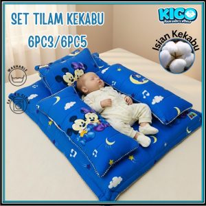 SET TILAM KELAMBU | Tilam Kekabu & Bantal Kepala + Peluk | Set Lengkap Newborn | Isian Kekabu Asli & Sarung Cotton/Baldu | Washable & Easy to Clean | Playmat Selesa & Aman